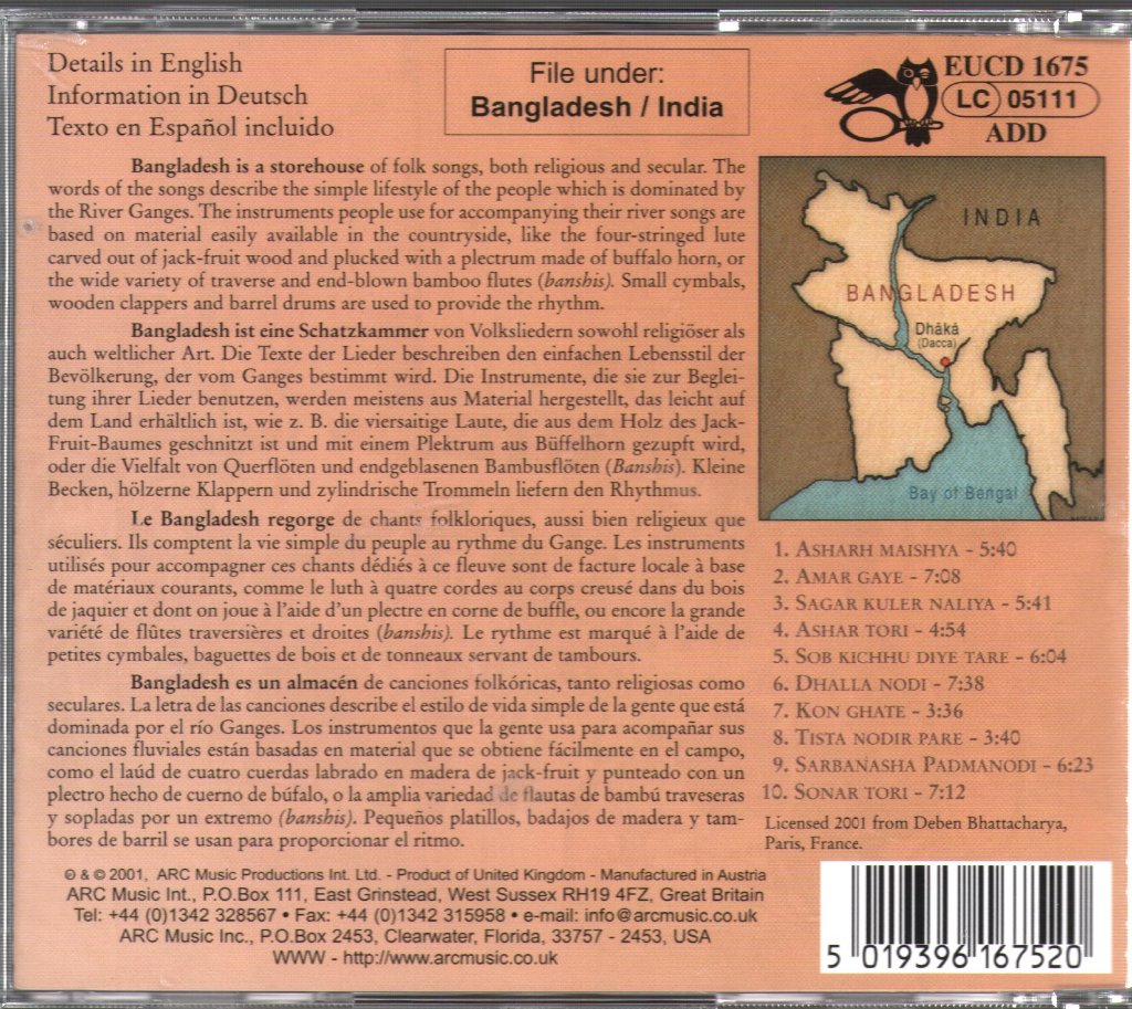 Deben Bhattacharya - River Songs Of Bangladesh - Cd