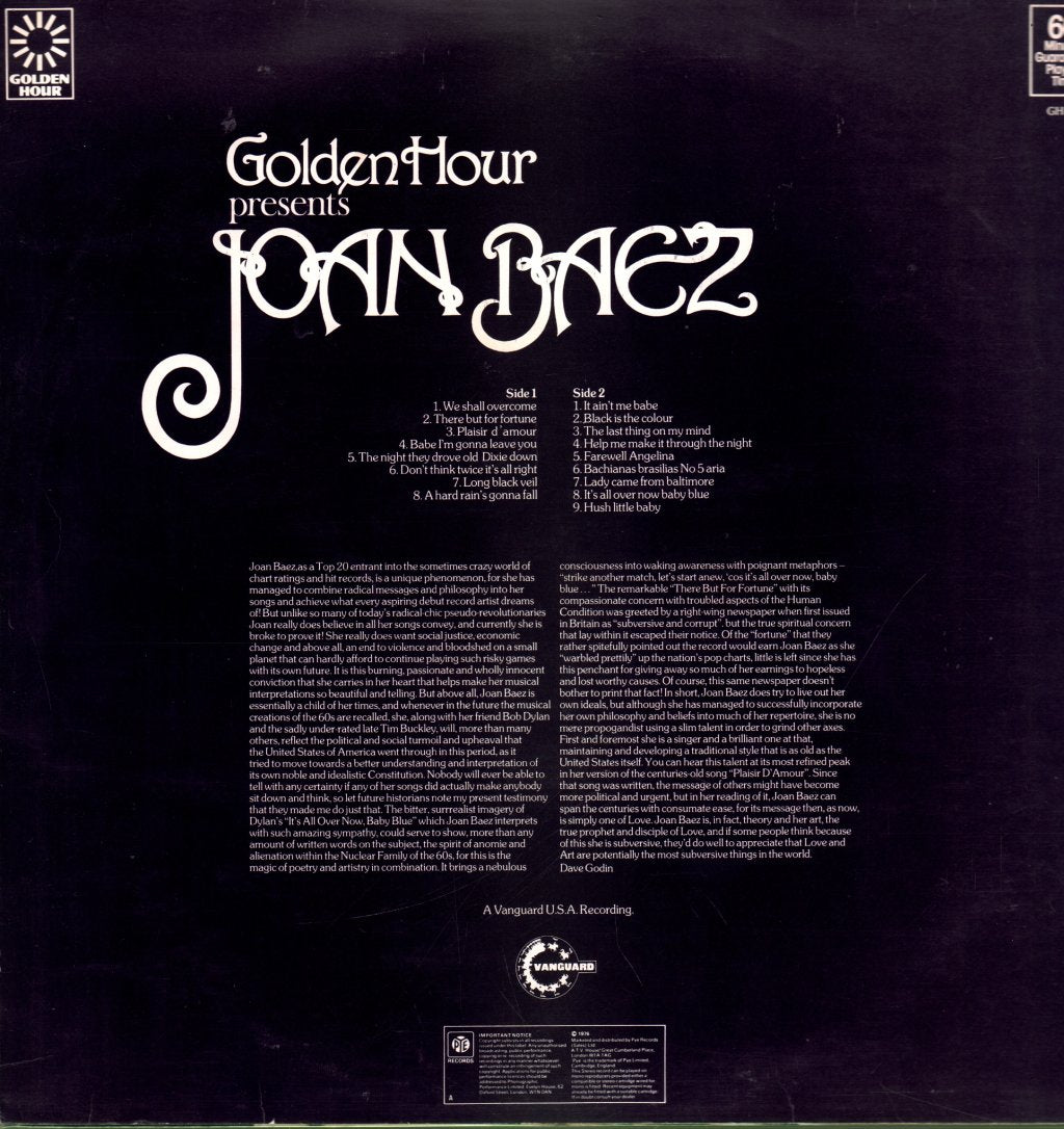 Joan Baez - Golden Hour Presents Volume 1 - Lp