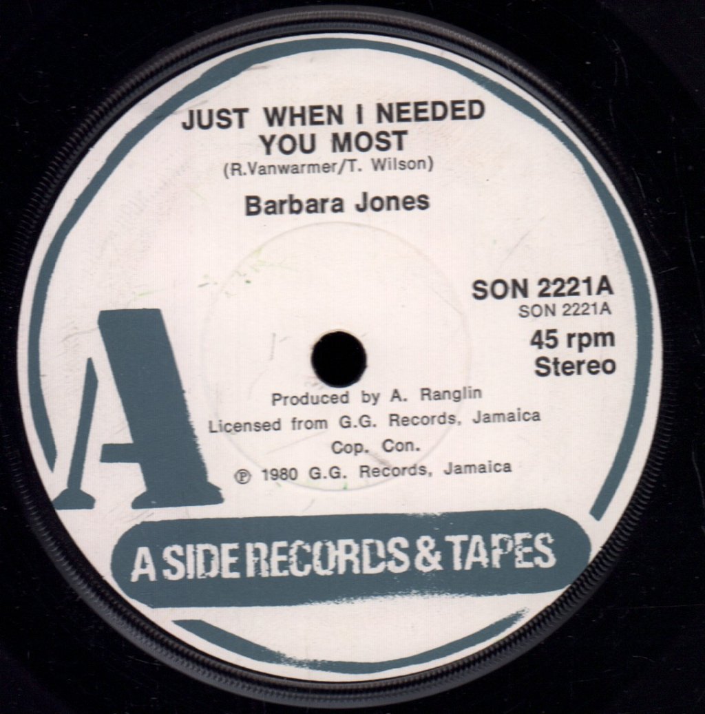 Barbara Jones - Just When I Needed You Most - 7 Inch