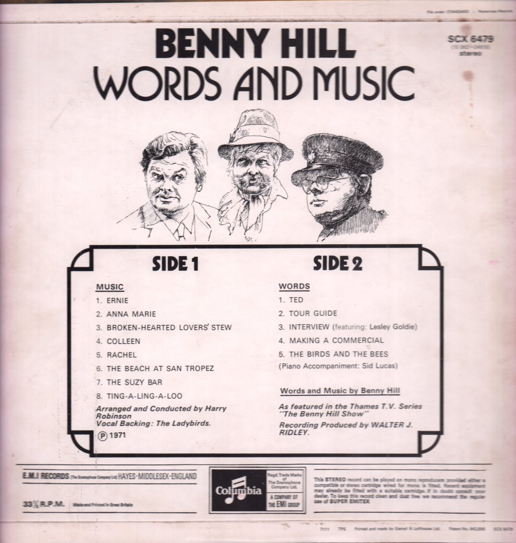 Benny Hill - Words And Music - Lp