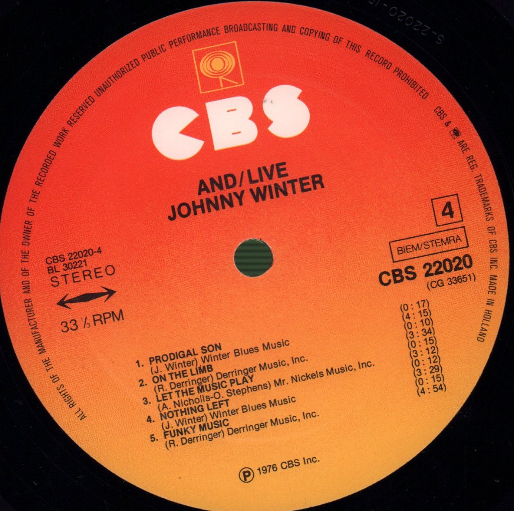 Johnny Winter - And/Live - Double Lp
