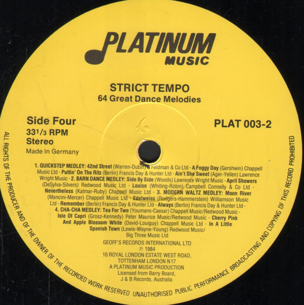 Platinum Dance Orchestra - Strict Tempo - Double Lp