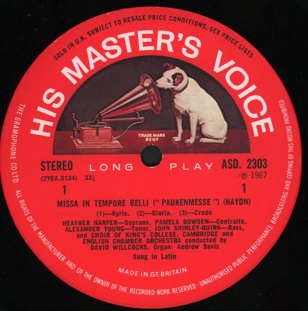 Heather Harper / Pamela Bowden / Alexander Young / John Shirley-Quirk / Choir Of King's College, Cambridge - Haydn - Missa In Tempore Belli (Paukenmesse) - Lp