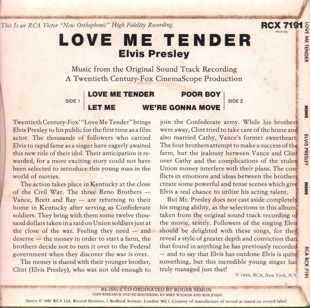 Elvis Presley - Love Me Tender - 7 Inch