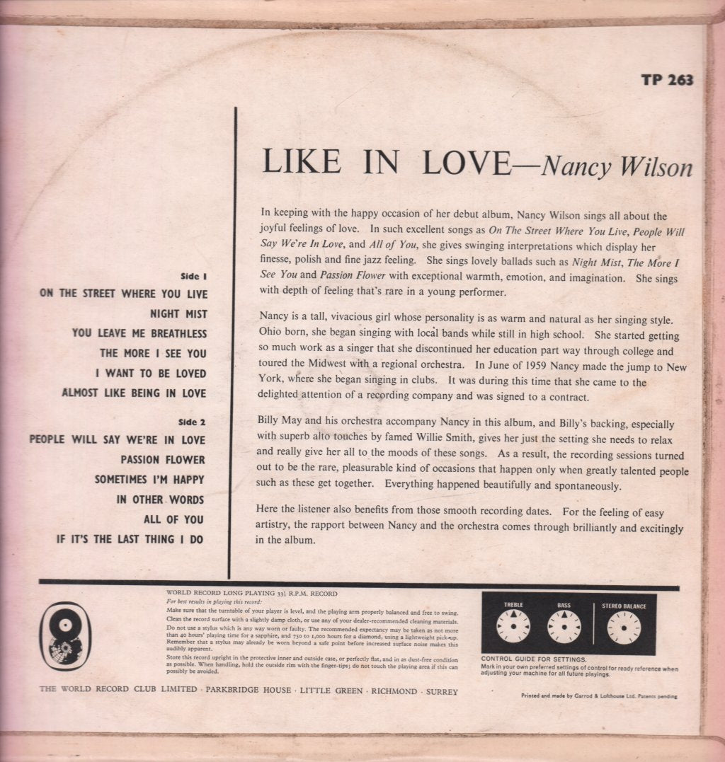 Nancy Wilson - Like In Love - Lp