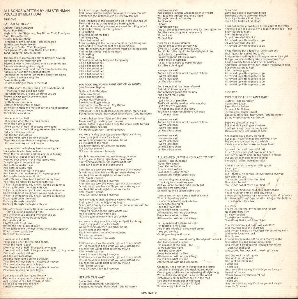 Meat Loaf - Bat Out Of Hell - Lp
