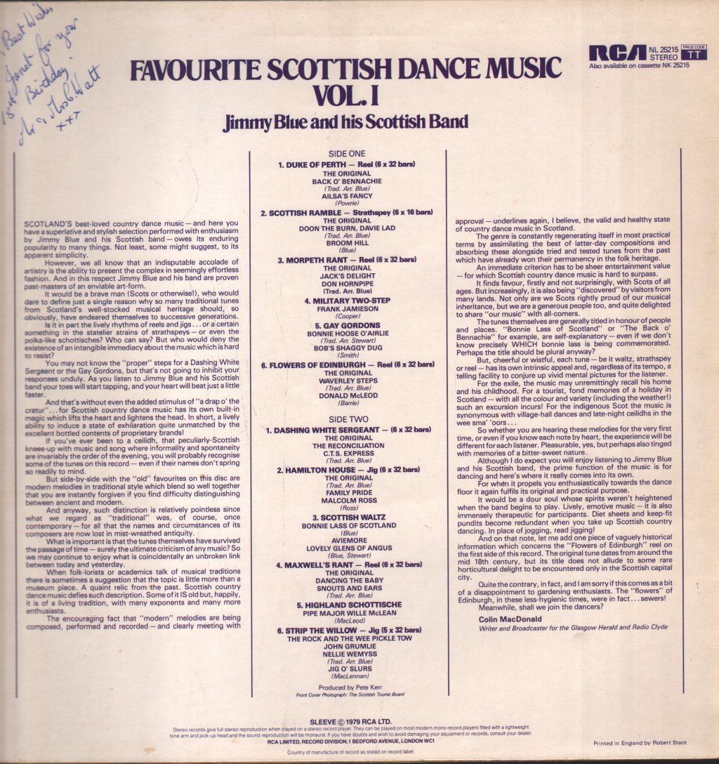 Jimmy Blue And His Scottish Band - Favourite Scottish Dance Music Vol. 1 - Lp