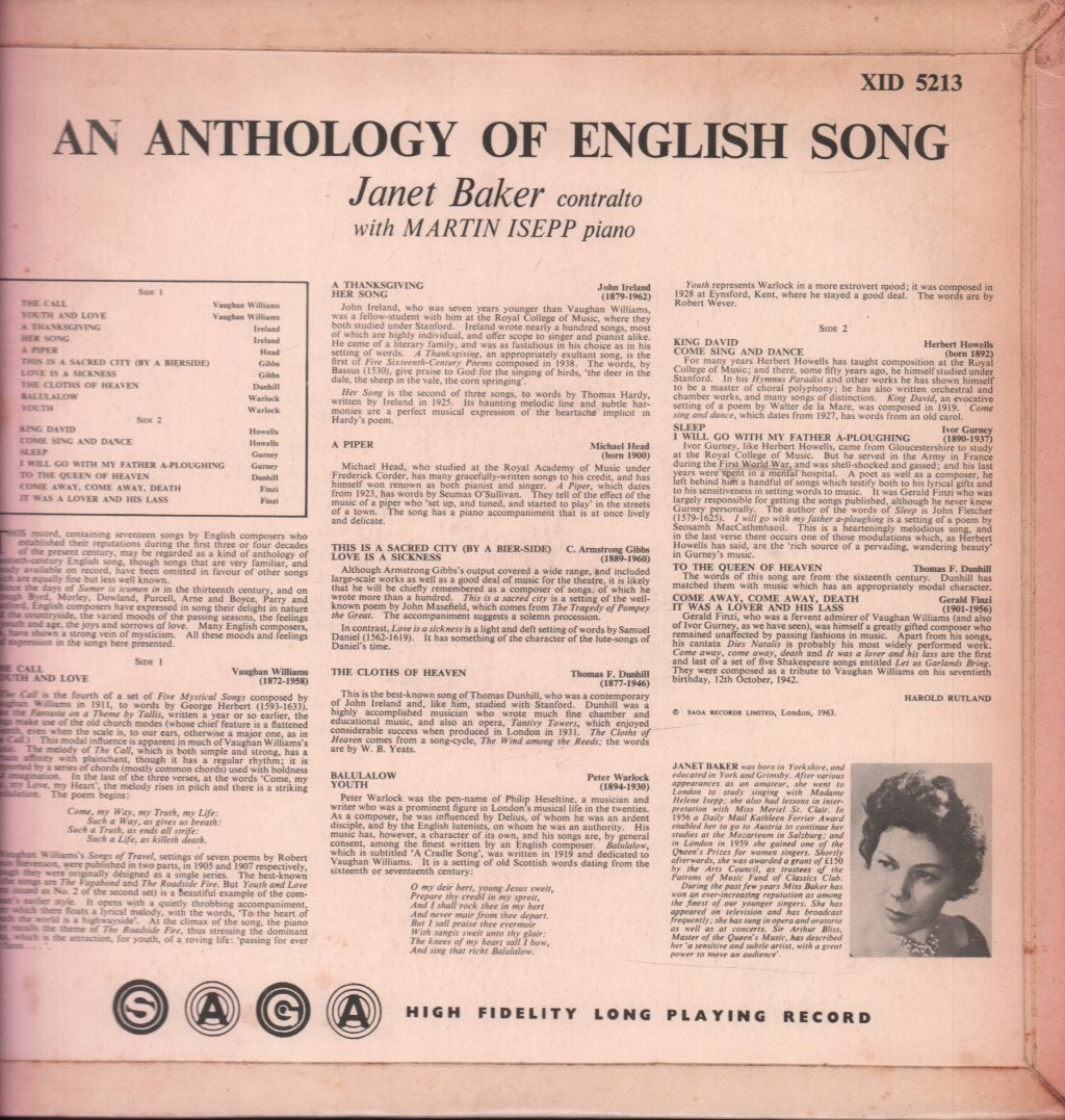 Janet Baker - An Anthology Of English Song - Lp