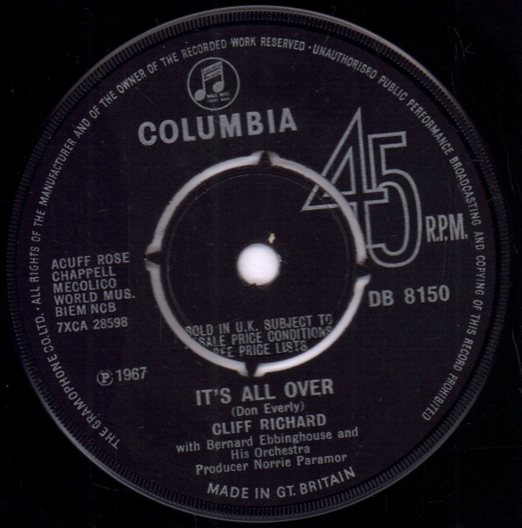 Cliff Richard - It's All Over - 7 Inch
