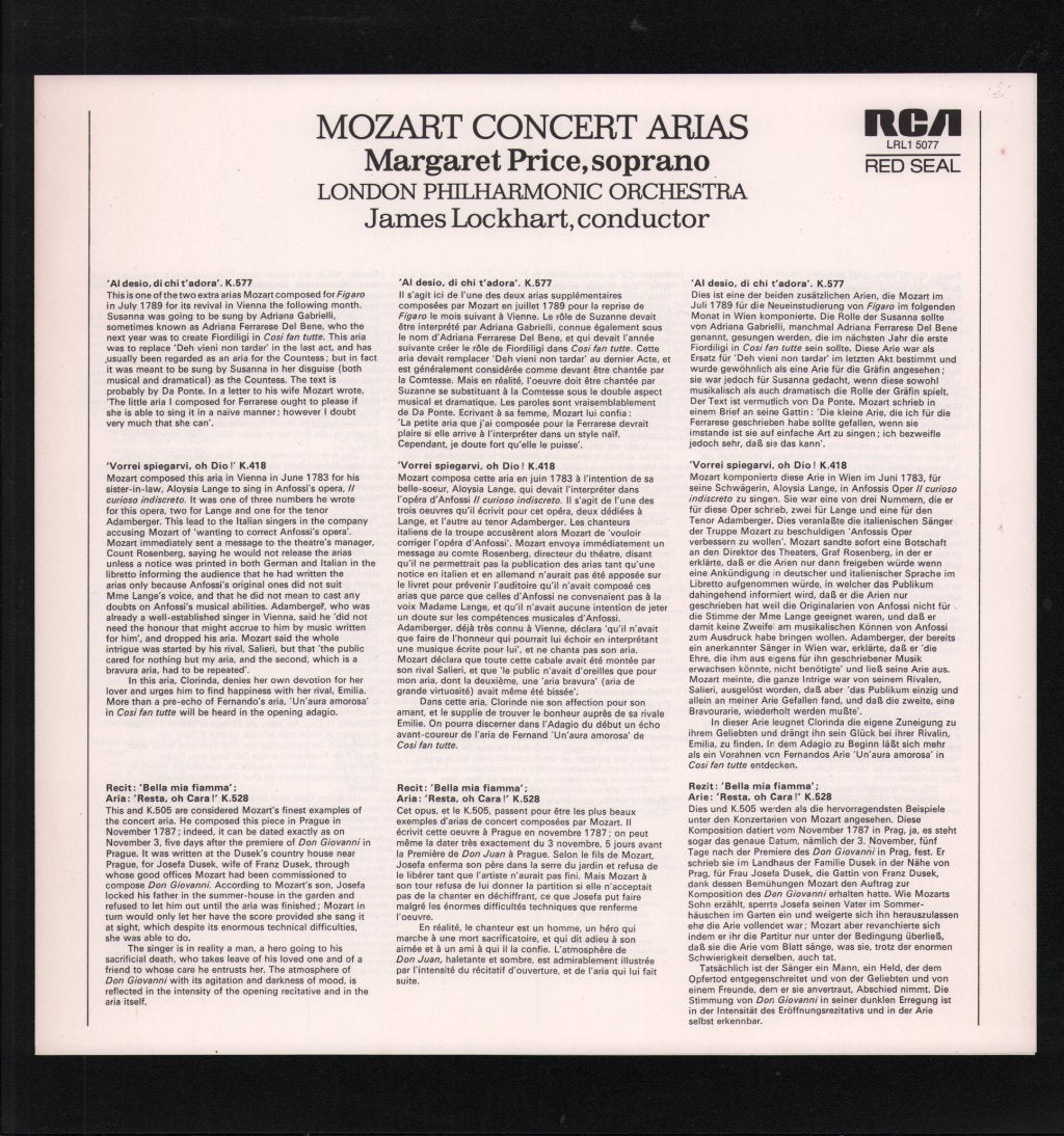 Margaret Price / James Lockhart / London Philharmonic Orchestra - Mozart Concert Arias - Lp