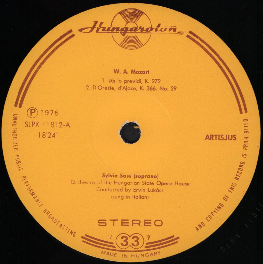 Sylvia Sass - Mozart Arias - Lp