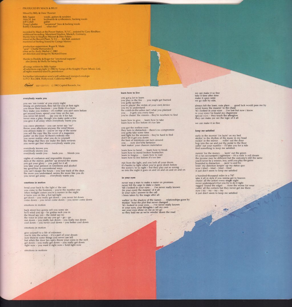 Billy Squier - Emotions In Motion - Lp