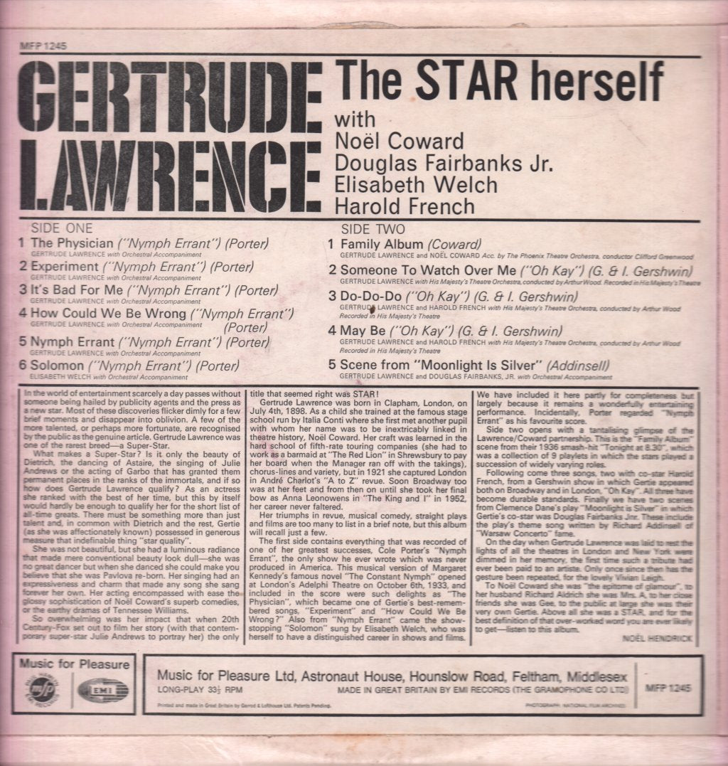 Gertrude Lawrence - Star Herself - Lp