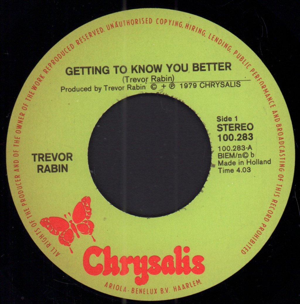 Trevor Rabin - Getting To Know You Better - 7 Inch