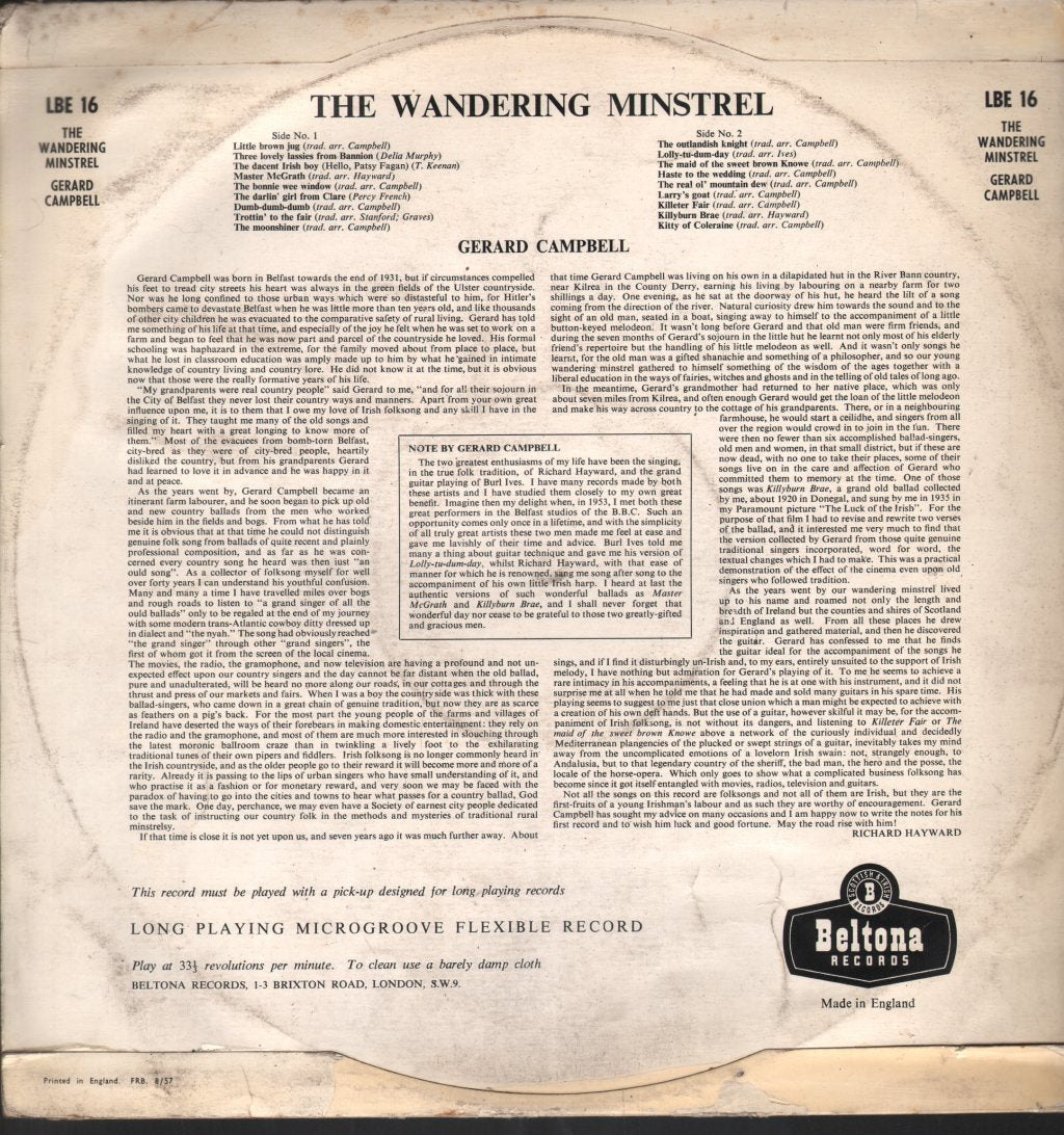 Gerard Campbell - Wandering Minstrel - Lp