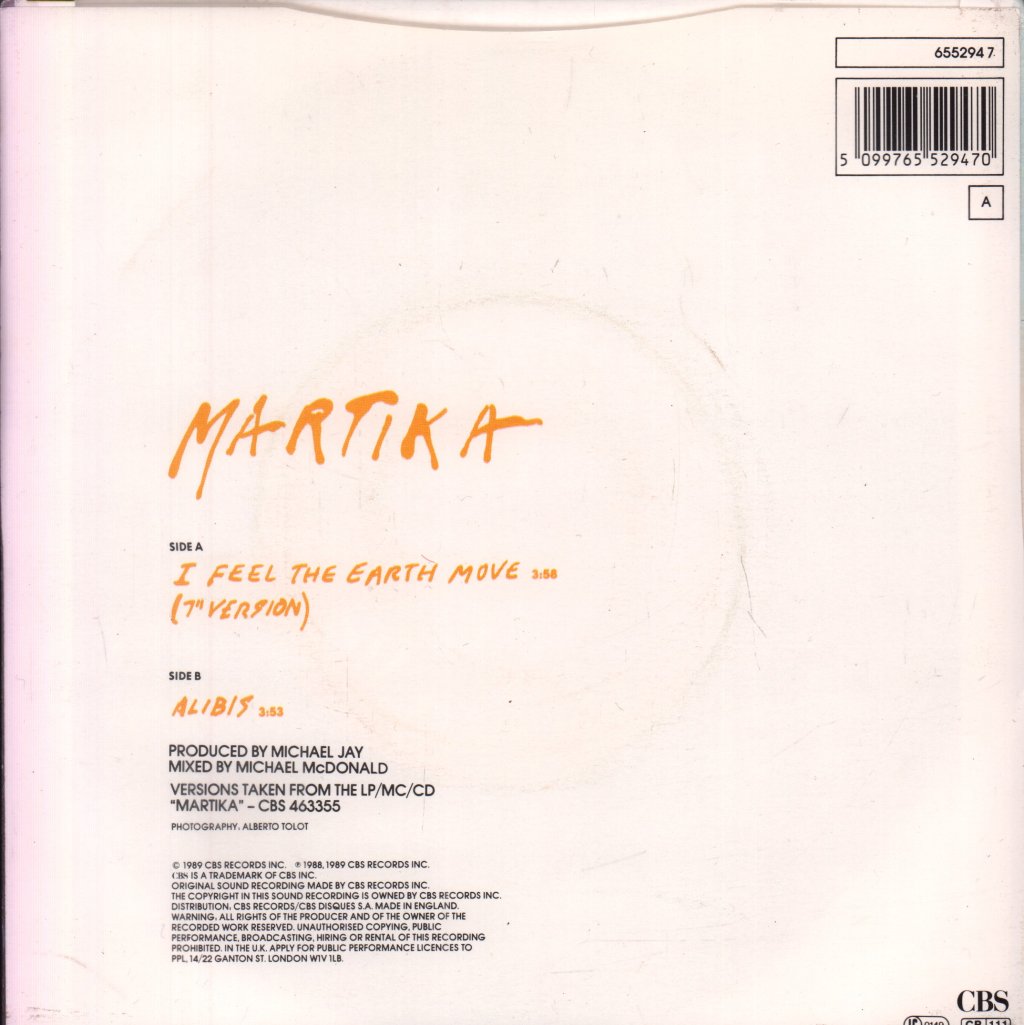 Martika - I Feel The Earth Move - 7 Inch