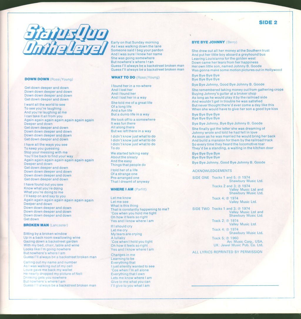 Status Quo - On The Level - Lp