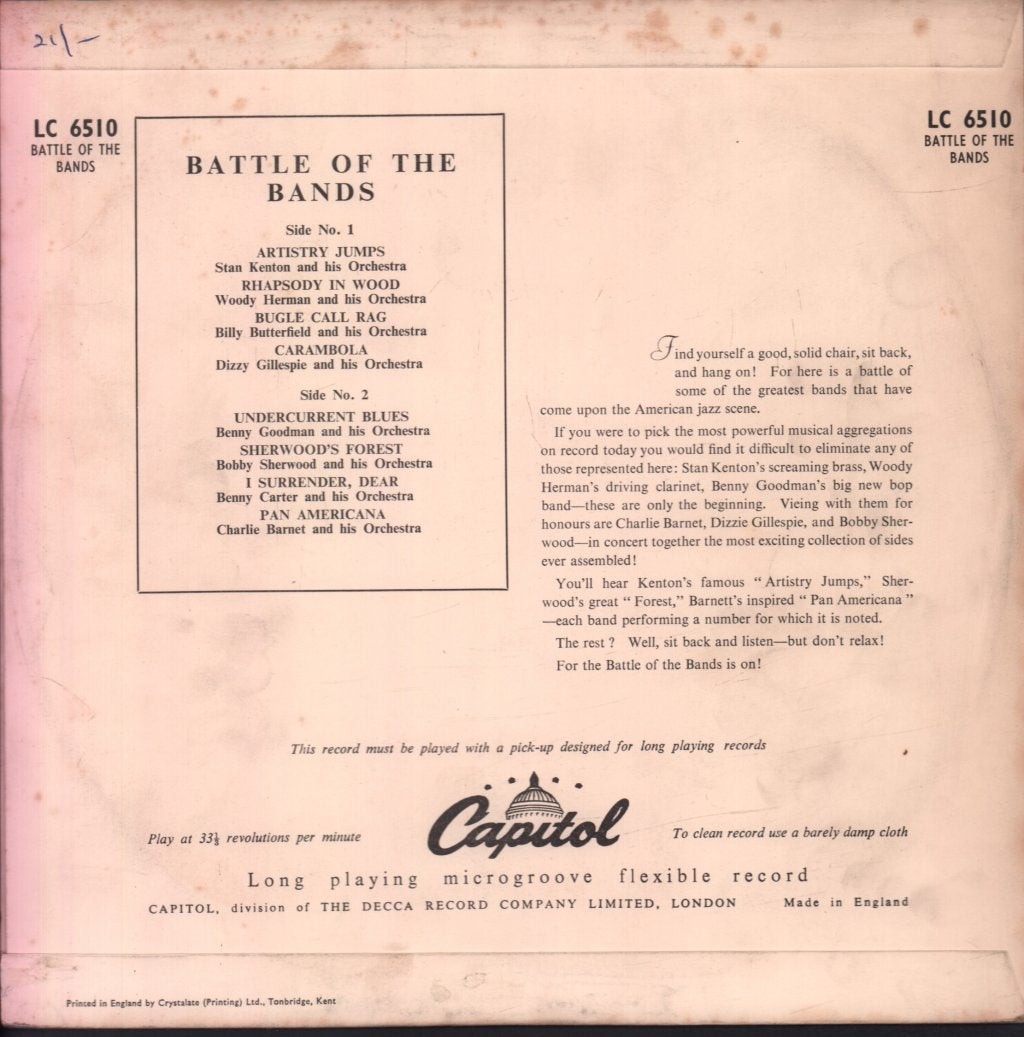Various Artists - Battle Of The Bands - 10 Inch