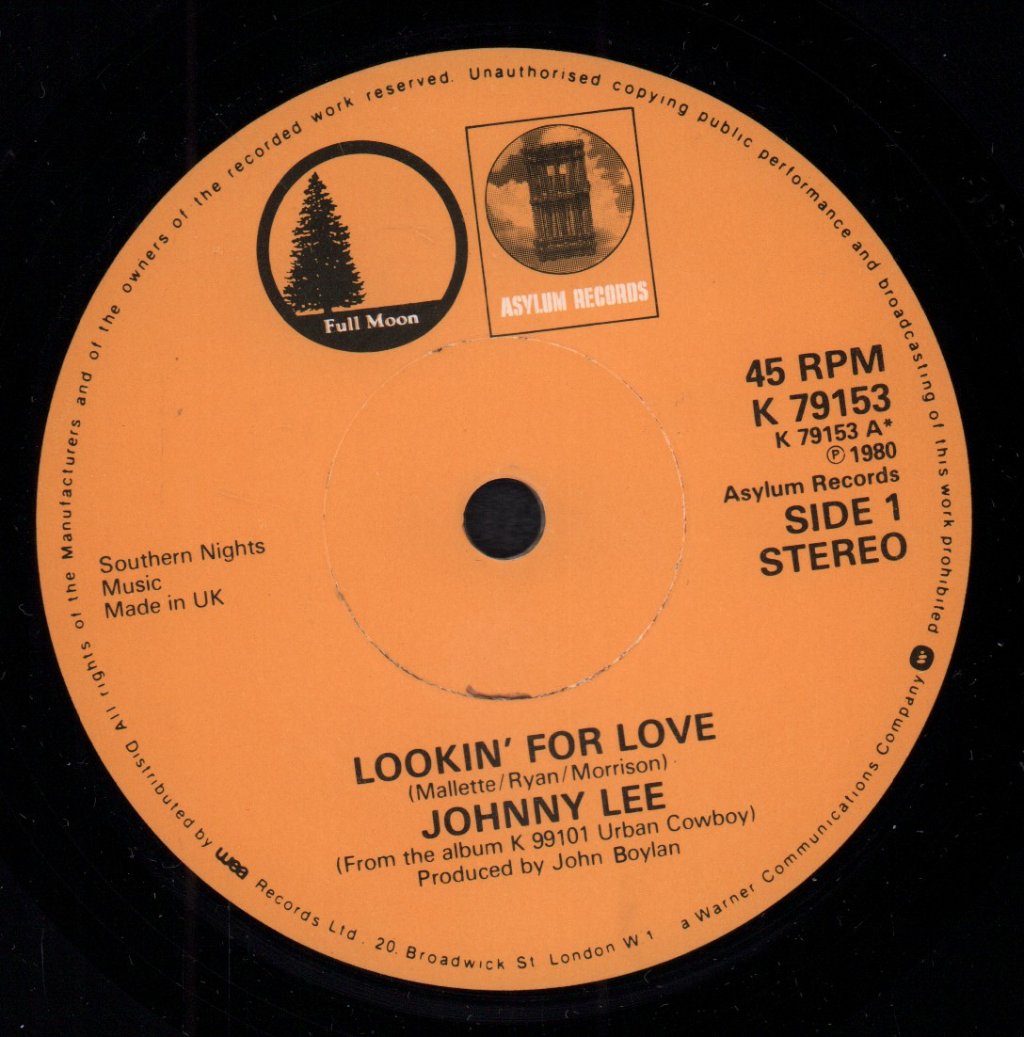 Johnny Lee/Eagles - Lookin' For Love/;Yin' Eyes - 7 Inch