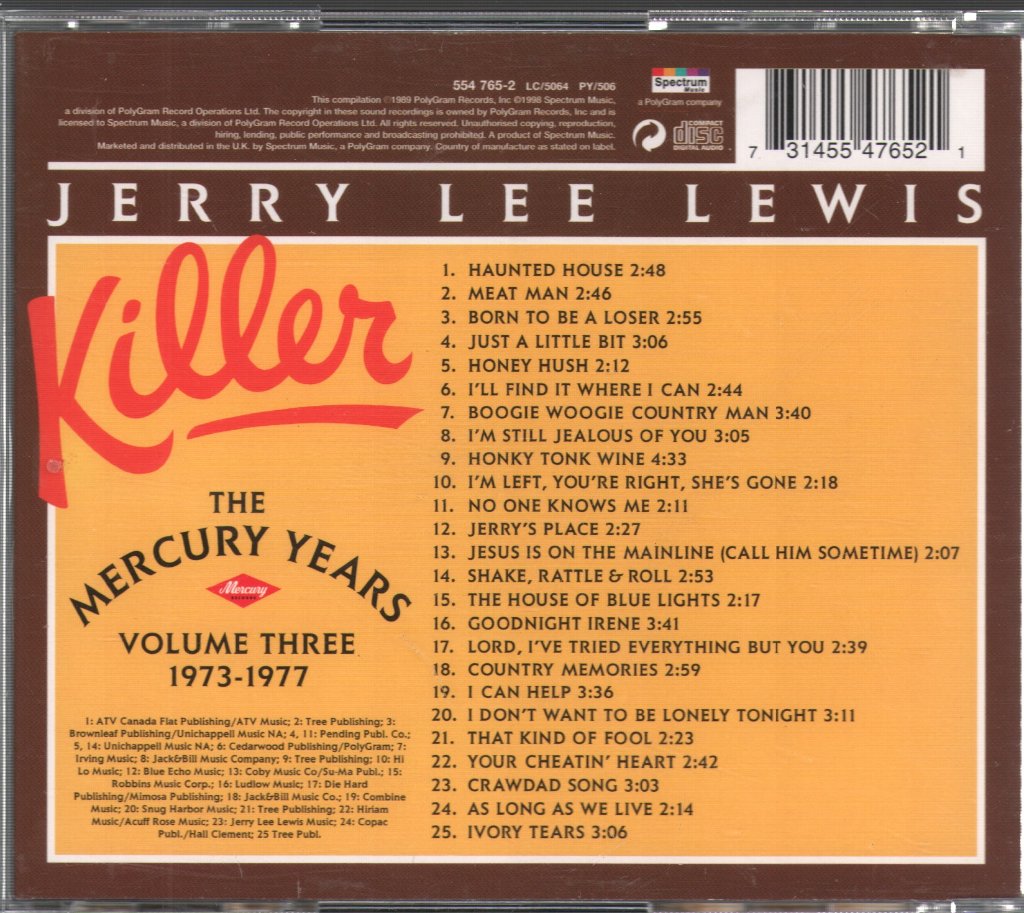 Jerry Lee Lewis - Killer : The Mercury Years Volume Three 1973-1977 - Cd