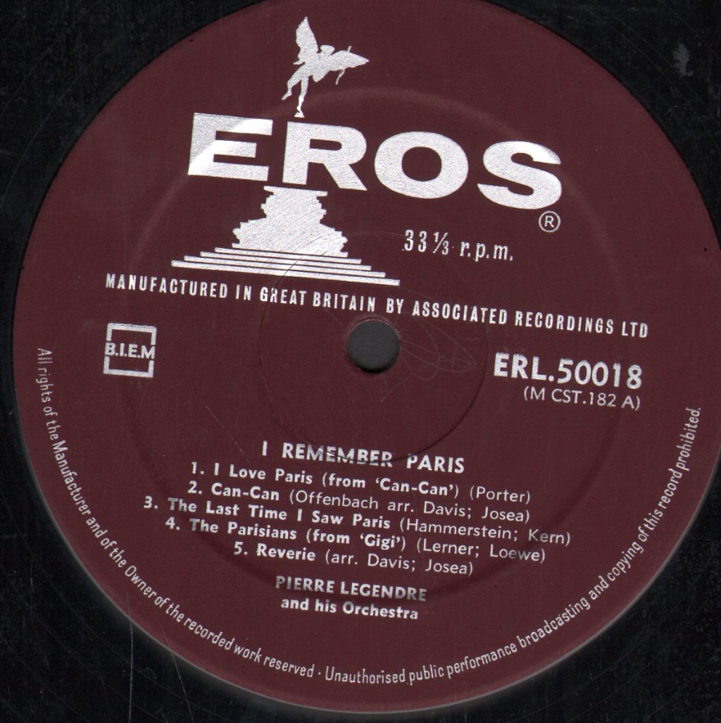 Pierre Legendre - I Remember Paris - Lp
