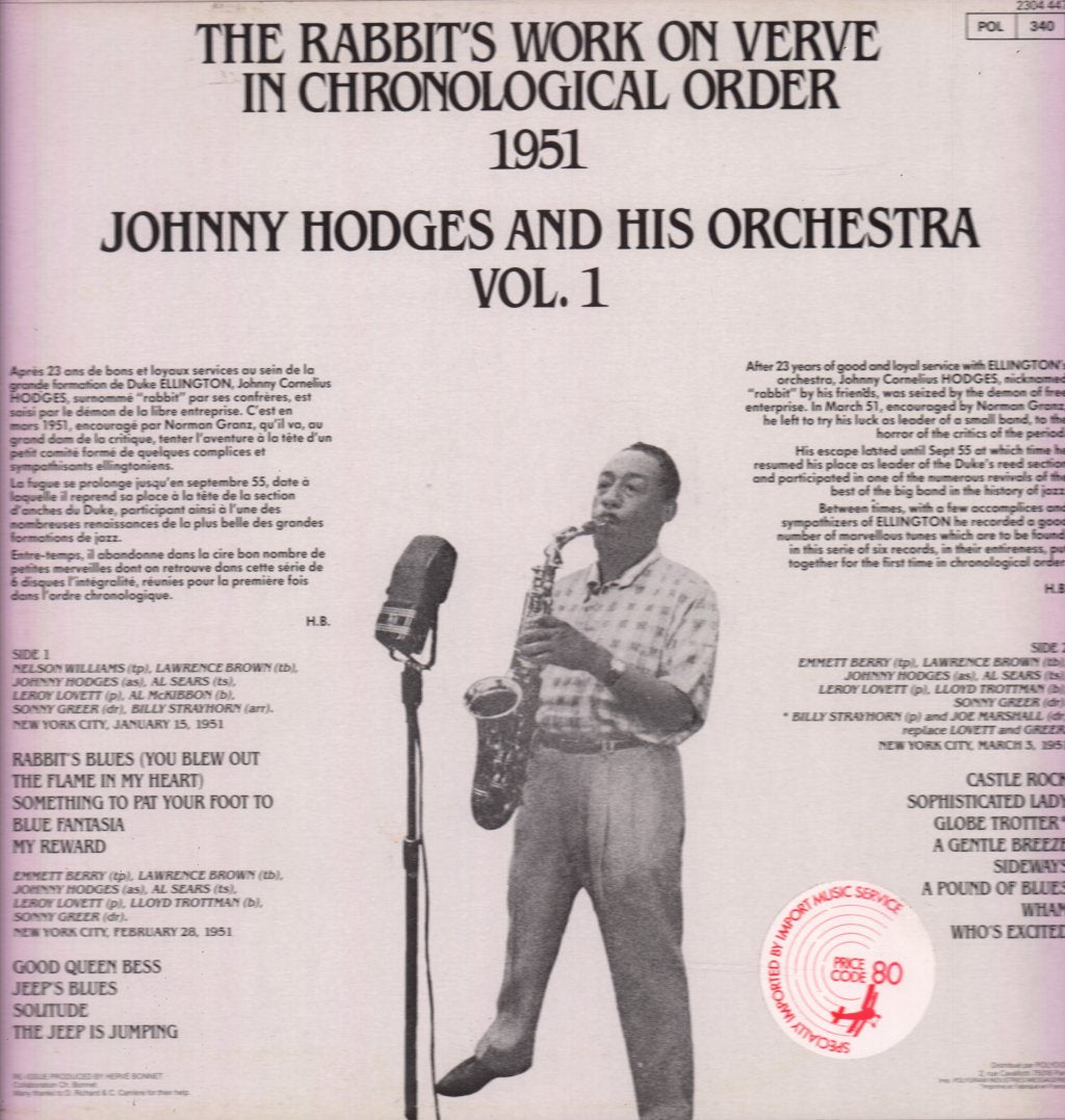 Johnny Hodges - Rabbits Work On Verve Vol 1 - Lp