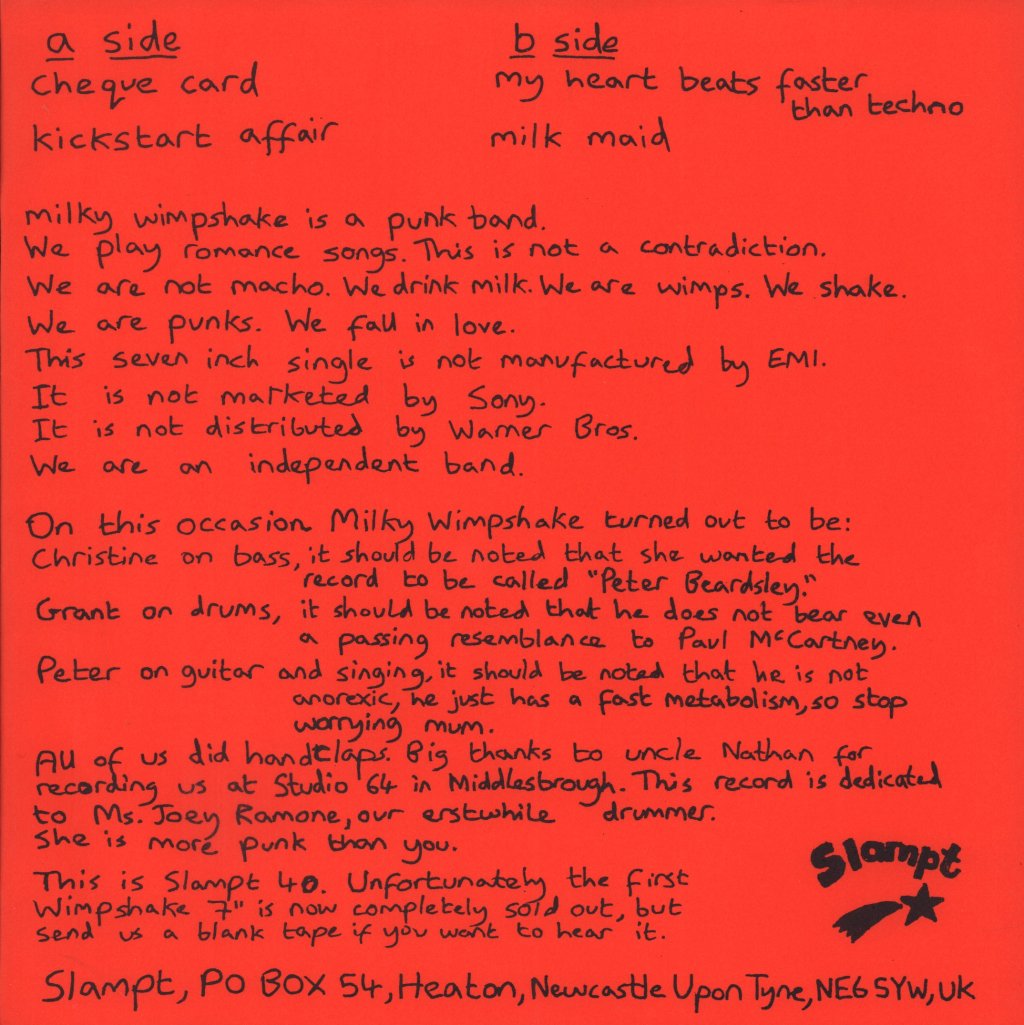 Milky Wimpshake - Play Love Songs For Punk Rockers - 7 Inch