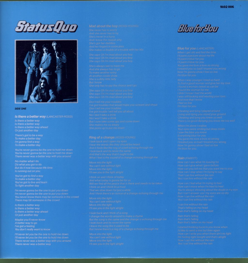 Status Quo - Blue For You - Lp