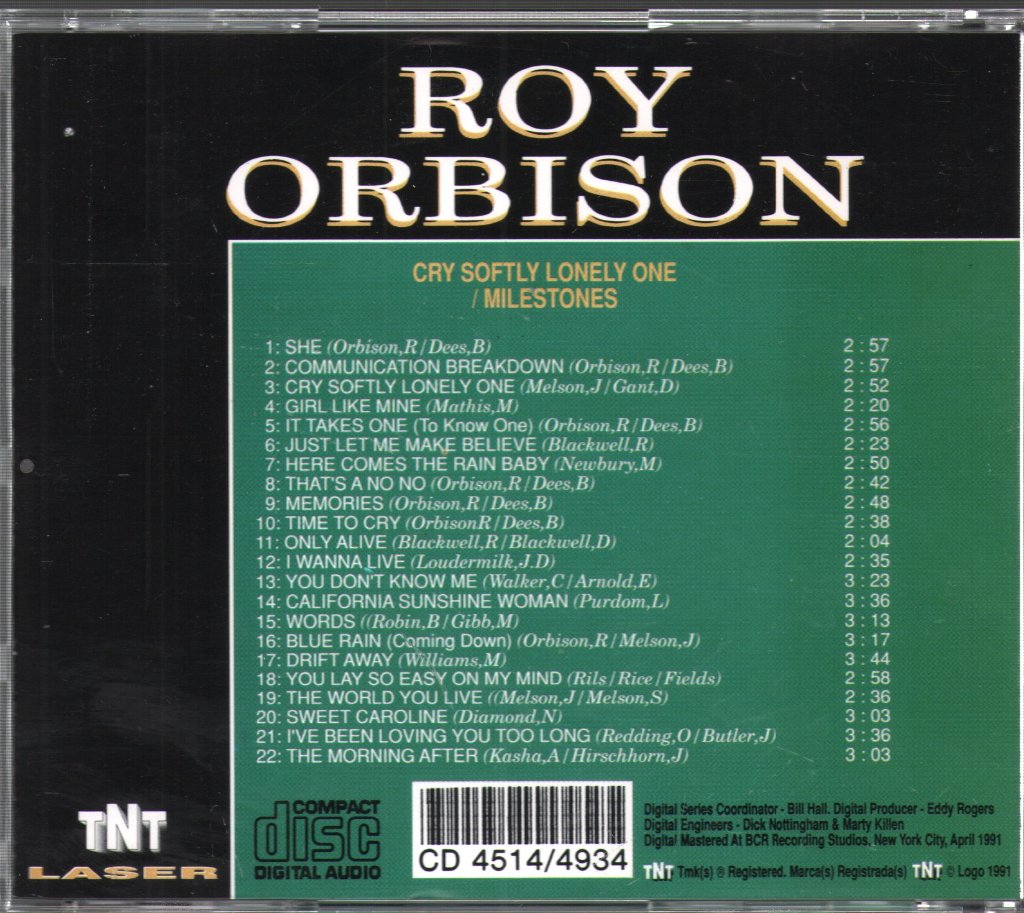 Roy Orbison - Cry Softly Lonely One / Milestones - Cd