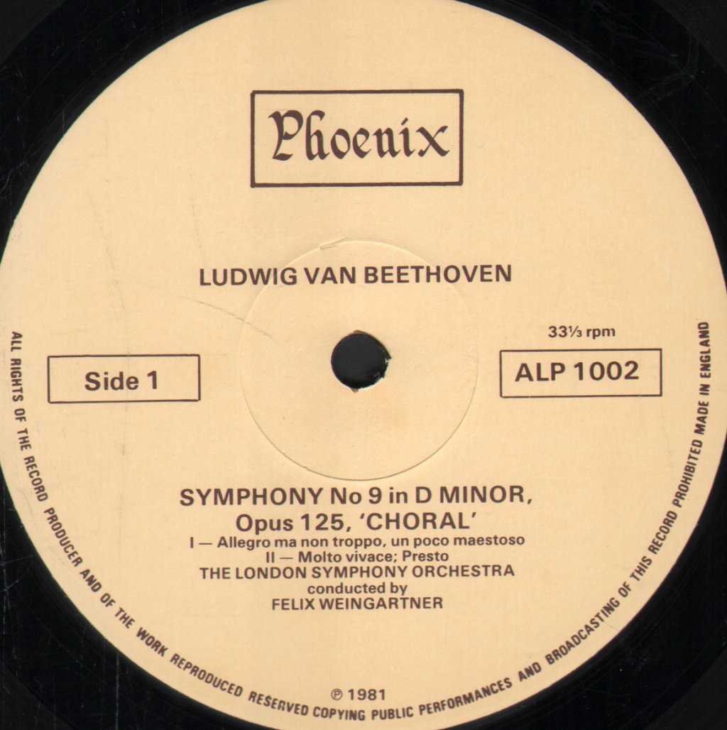 Felix Weingartner / London Symphony Orchestra - Beethoven - Choral Symphony - Lp