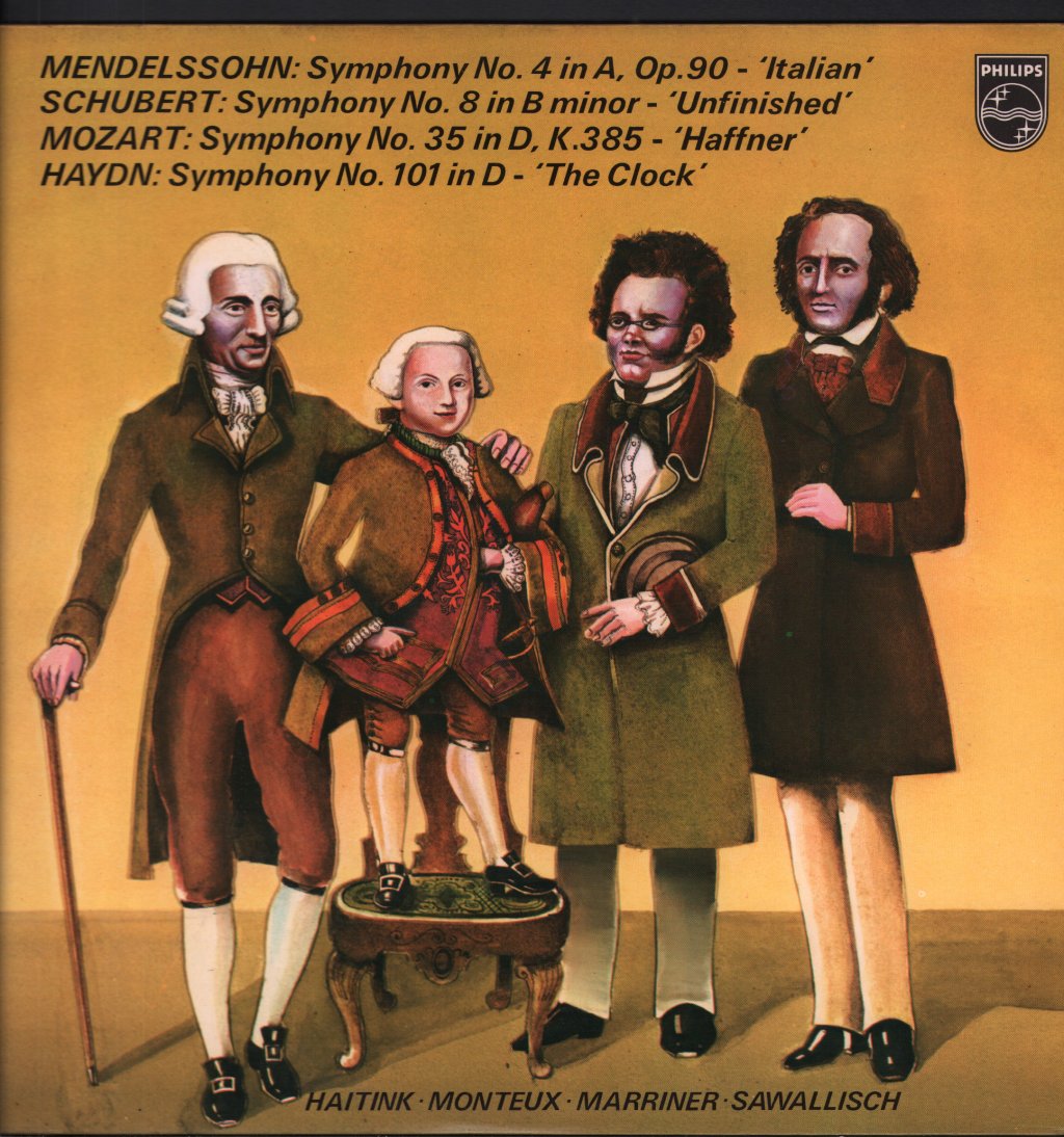 Bernard Haitink / Pierre Monteux / Neville Marriner / Wolfgang Sawallisch - Four Symphonies - Mendelssohn / Schubert / Mozart / Haydn - Double Lp