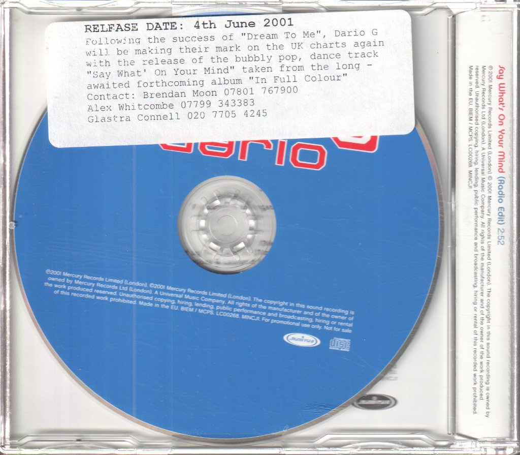 Dario G - Say What's On Your Mind - Cd