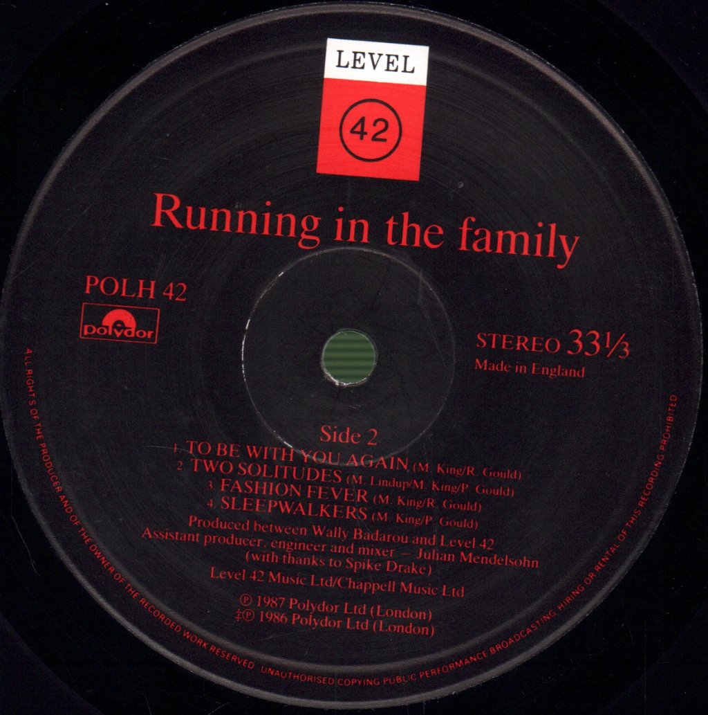 Level 42 - Running In The Family - Lp