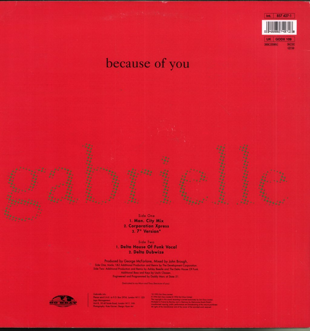 Gabrielle - Because Of You - 12 Inch