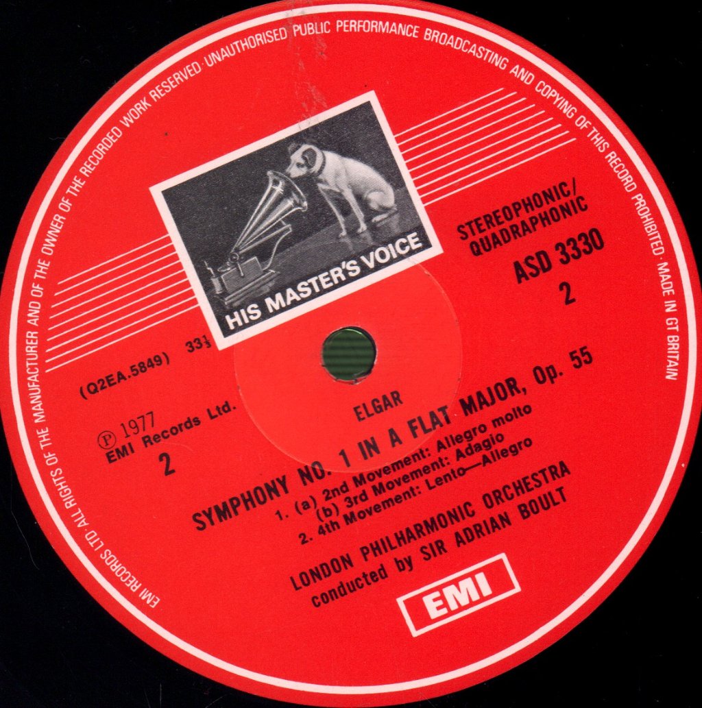 Sir Adrian Boult / London Philharmonic Orchestra - Elgar Symphony No.1 - Lp