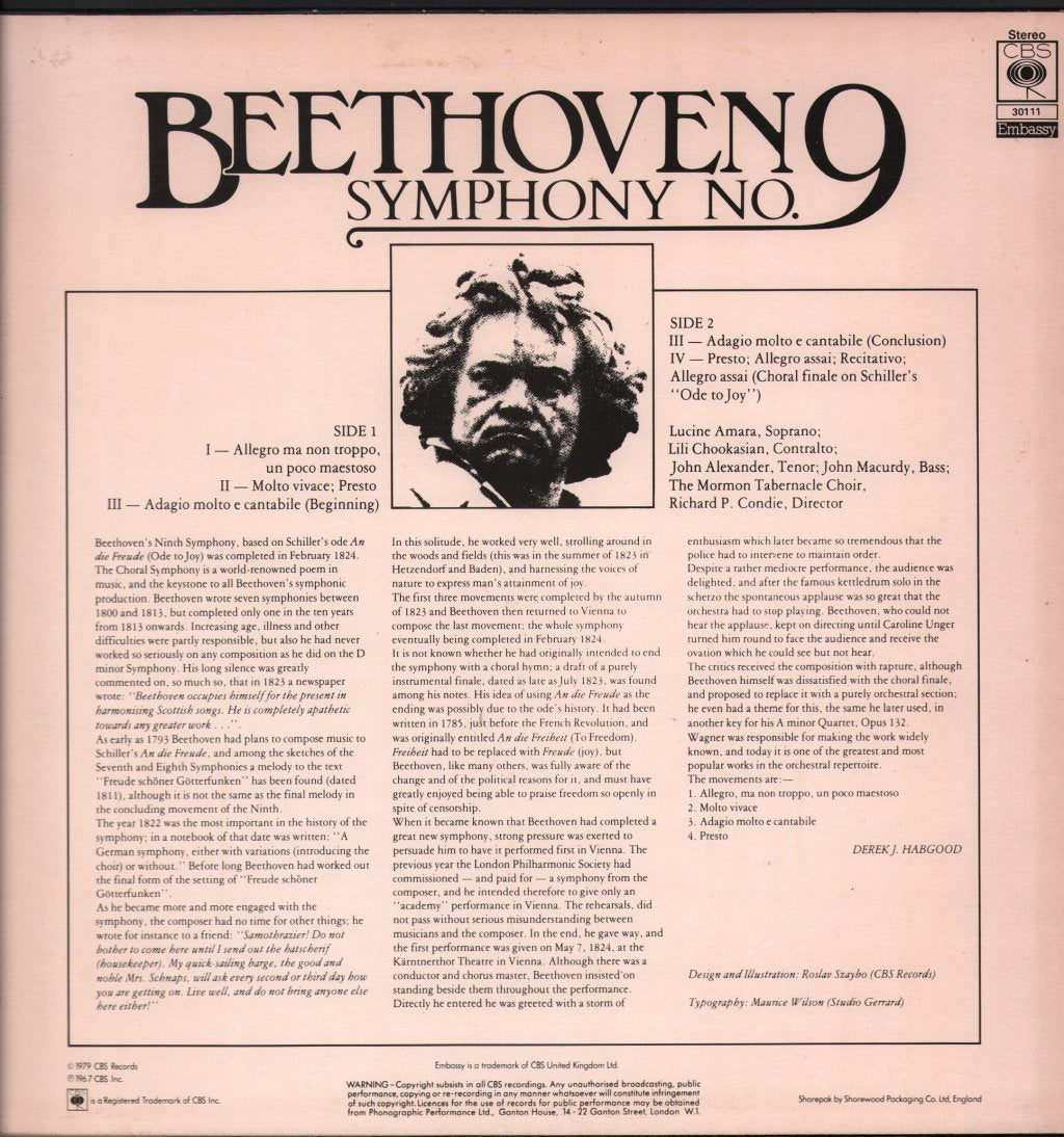 Eugene Ormandy / Philadelphia Orchestra - Beethoven - Symphony No. 9 In D Minor, Op. 125 "Choral" (Beginning) - Lp