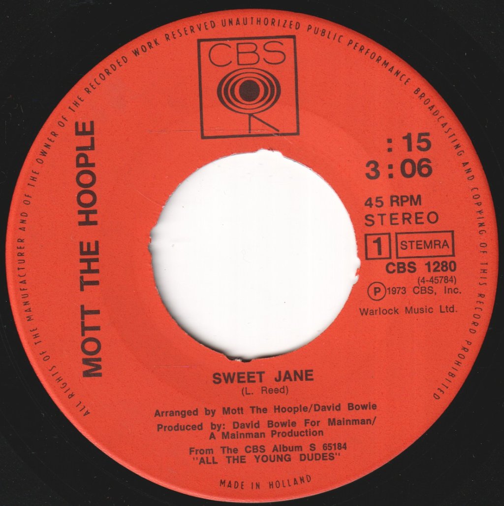 Mott The Hoople - Sweet Jane - 7 Inch