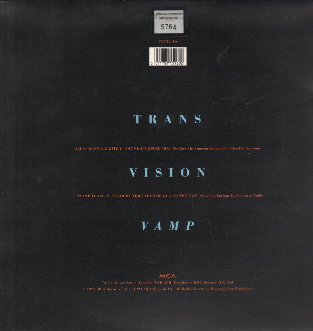 Transvision Vamp - I Just Wanna B With U - 12 Inch