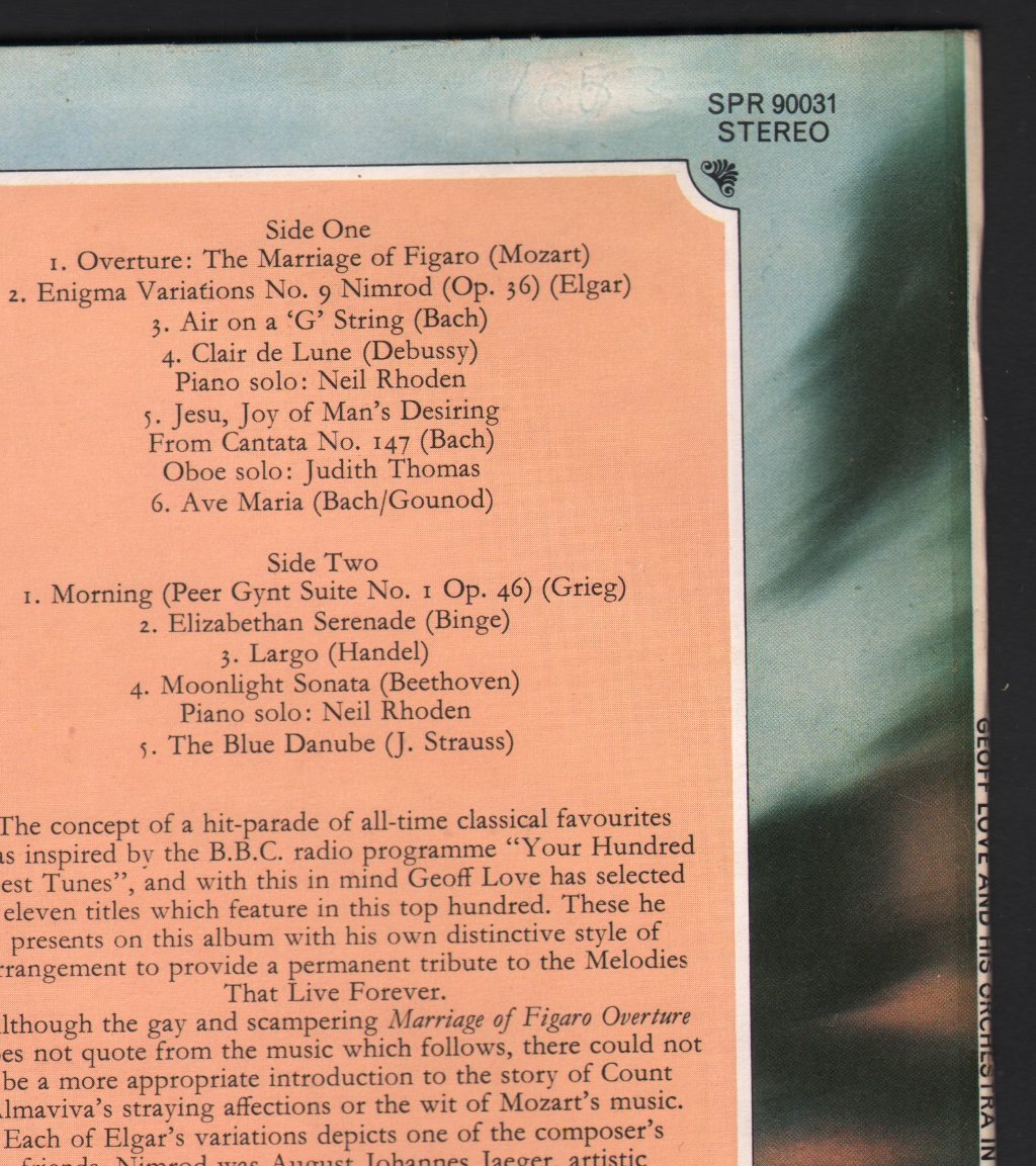 Geoff Love And His Orchestra - Melodies That Love Forever - Lp