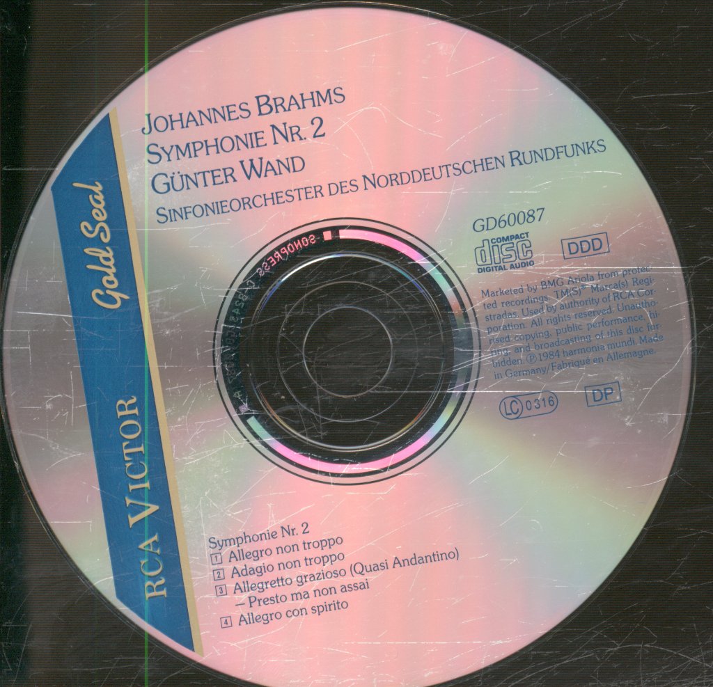 Sinfonie-Orchester Des Norddeutschen Rundfunks, Gunter Wand - Brahms - Sinfonie Nr. 2 D-dur, Op. 73 - Cd