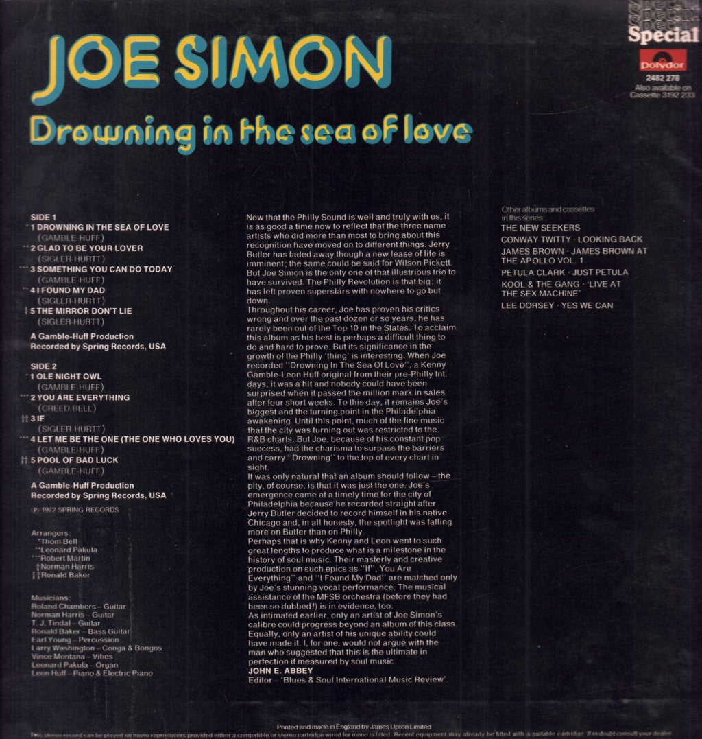Joe Simon - Drowning In The Sea Of Love - Lp