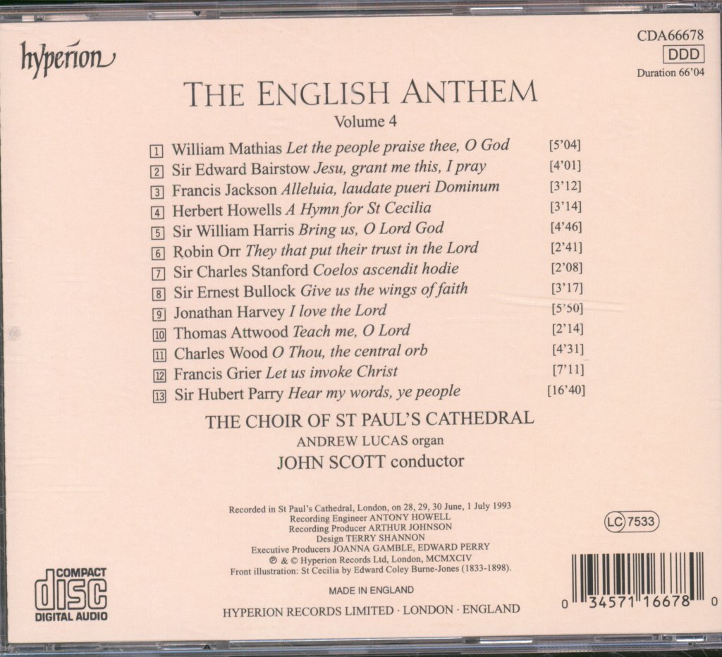 Choir Of St Paul's Cathedral, Andrew Lucas, John Scott - English Anthem Volume 4 - Cd