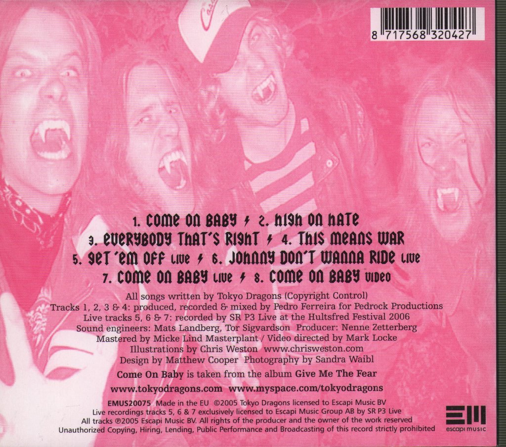 Tokyo Dragons - Come On Baby - Cd