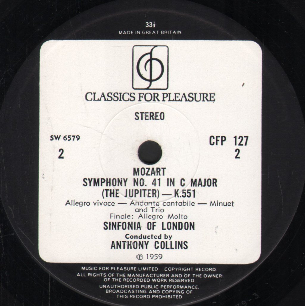 Sinfonia Of London / Anthony Collins - Mozart - Symphonies 40 And 41 - Lp