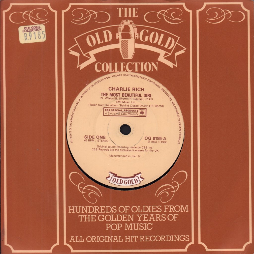 Charlie Rich - Most Beautiful Girl - 7 Inch