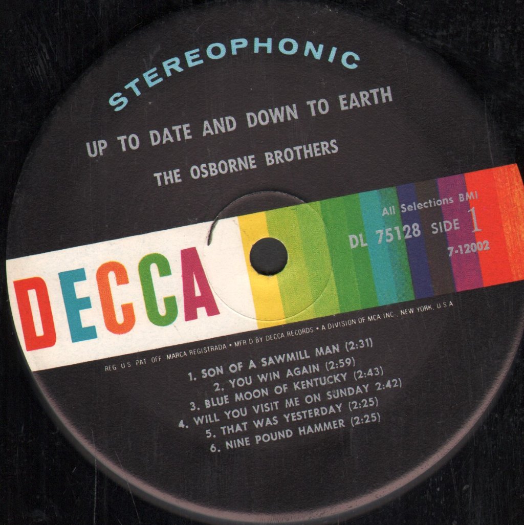 Osborne Brothers - Up To Date And Down To Earth - Lp