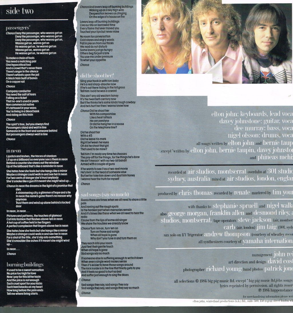 Elton John - Breaking Hearts - Lp