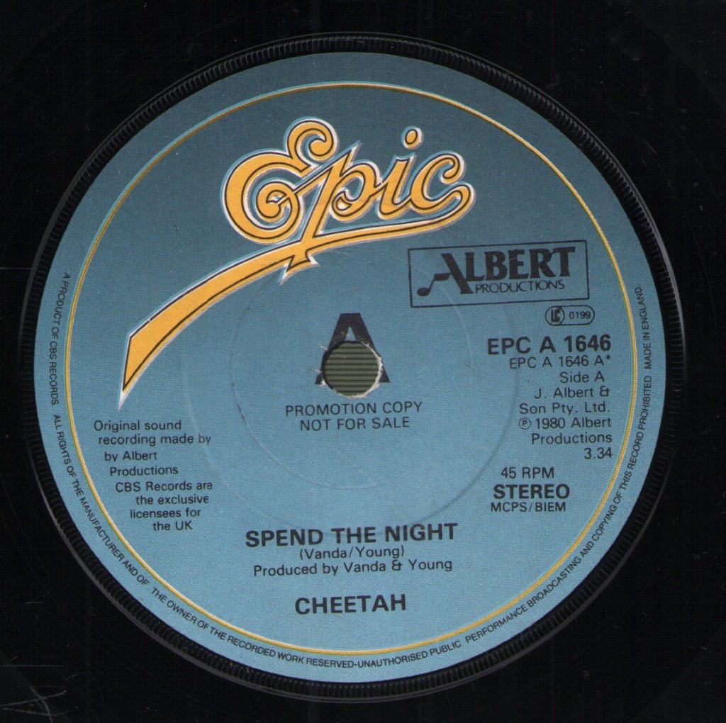 Cheetah (Female Rock Group) - Spend The Night - 7 Inch