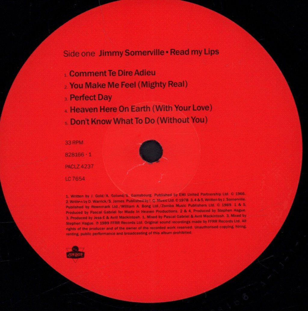 Jimmy Somerville - Read My Lips - Lp