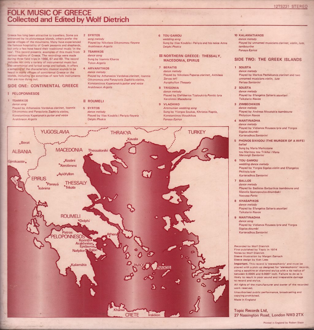 Various Artists - Folk Music Of Greece - Lp